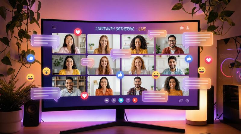 蜜桃视频社区互动场景